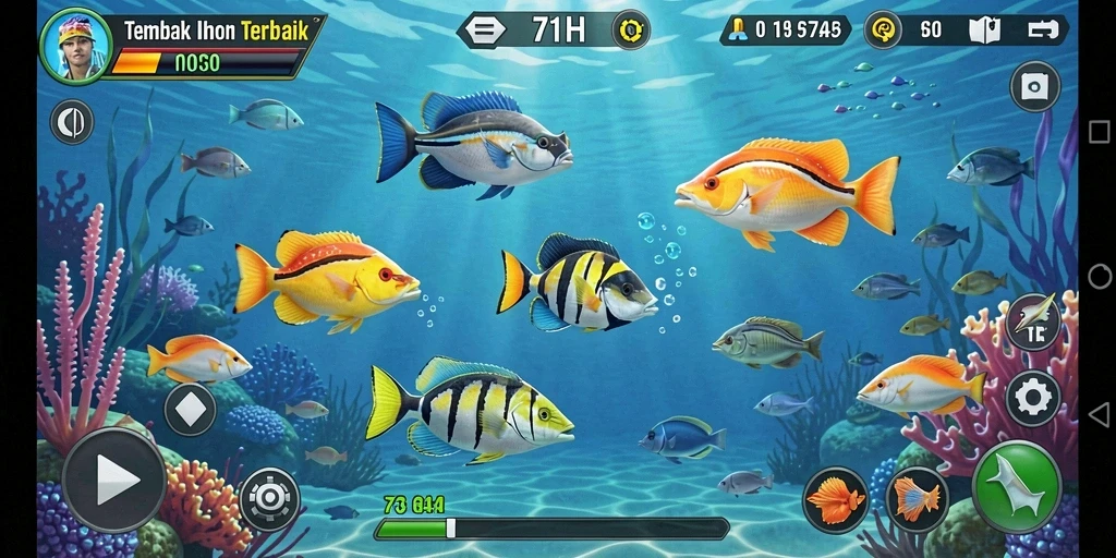 Tampilan gameplay menembak ikan yang seru di 71H.