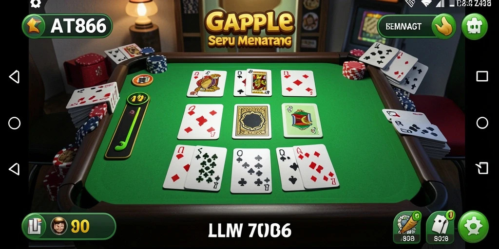 Screenshot utama AT866 menampilkan momen seru dalam permainan Gaple.