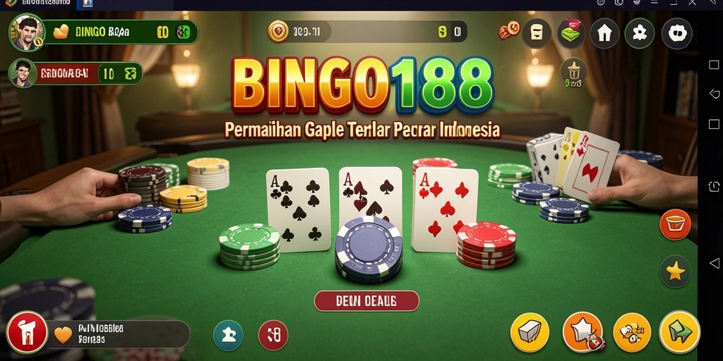 Screenshot gameplay BINGO188 yang menampilkan suasana permainan Gaple.