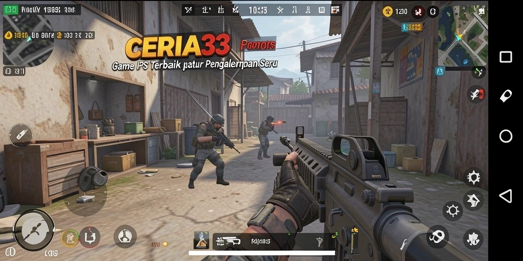 Screenshot gameplay CERIA33 menampilkan aksi tembak-menembak yang mendebarkan.