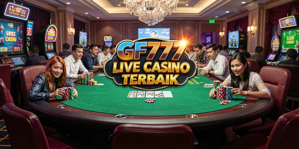 Screenshot gameplay GF777 menampilkan dealer profesional dan suasana permainan yang mendebarkan.