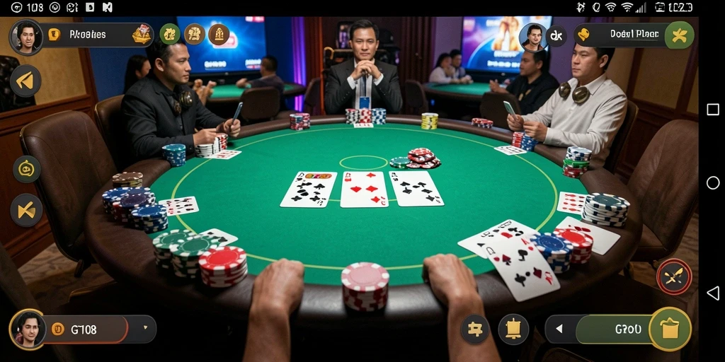 Tampilan gameplay Poker di GT108 yang menarik dan interaktif.
