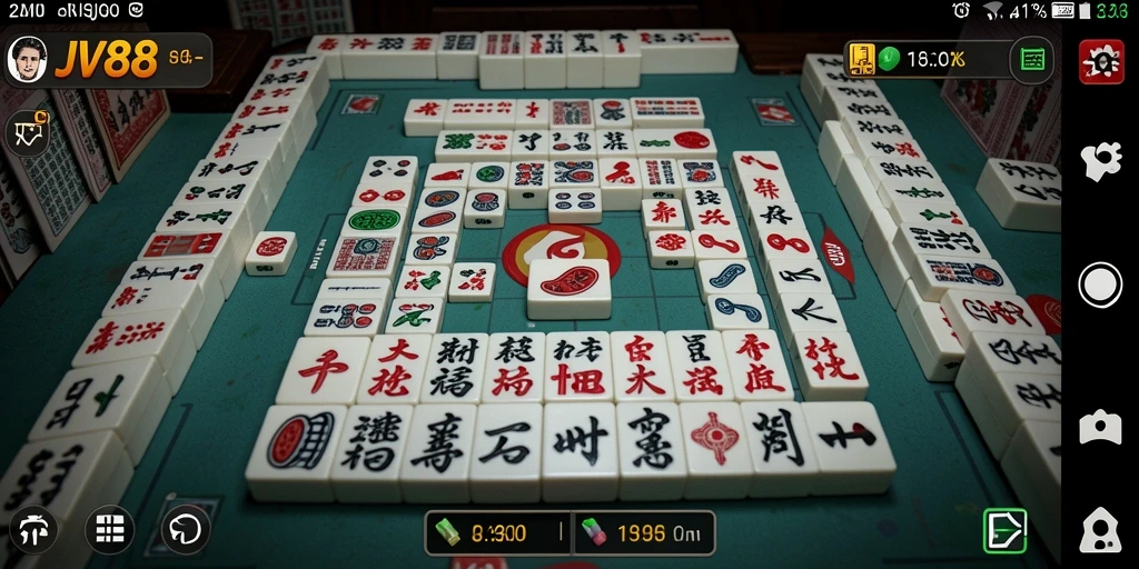 Screenshot JV88 menampilkan gameplay Mahjong yang menarik dan menantang.