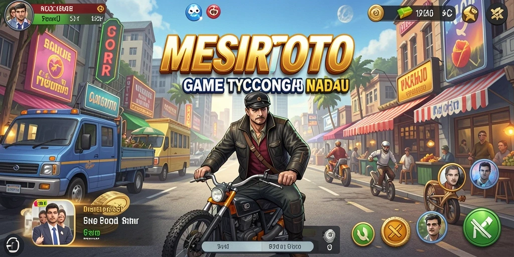 Screenshot utama dari gameplay <strong>MESIRTOTO</strong> yang menunjukkan manajemen bisnis yang dinamis.