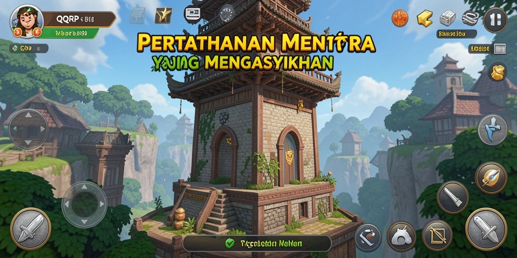 Tampilan menawan dari gameplay Tower Defense QQRP.