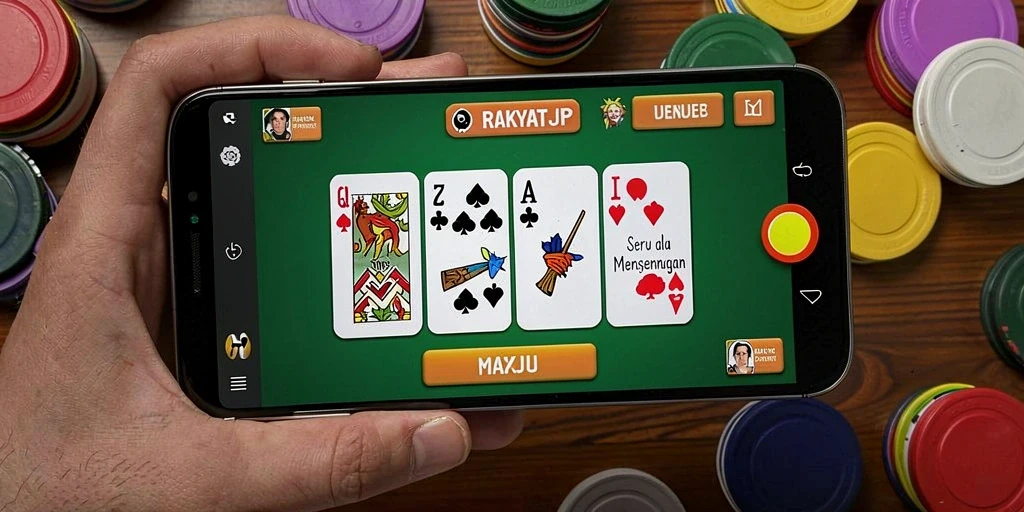 Screenshot gameplay RAKYATJP menampilkan permainan Gaple yang seru.