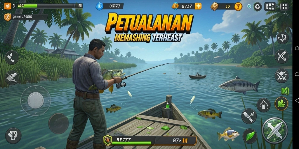Tampilan gameplay RR777 yang menakjubkan saat memancing.