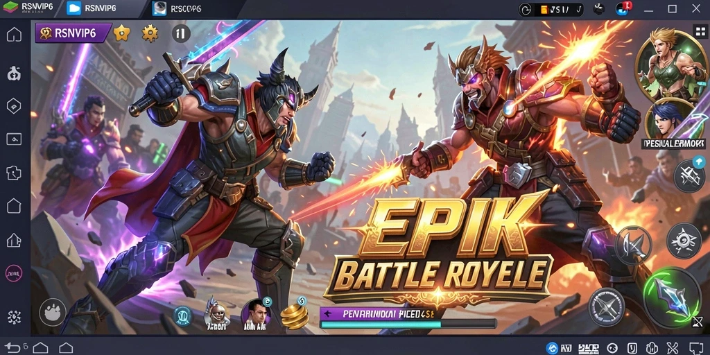 Tampilan mendebarkan dari gameplay <strong>RSNVIP6</strong> dalam aksi Battle Royale.