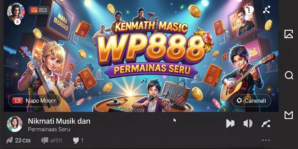 Tampilan gameplay WP888 dengan berbagai pilihan lagu musik.