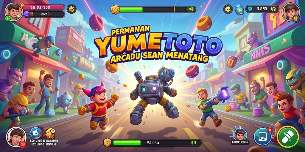 Screenshot gameplay YUMETOTO dengan suasana Arcade yang dinamis.