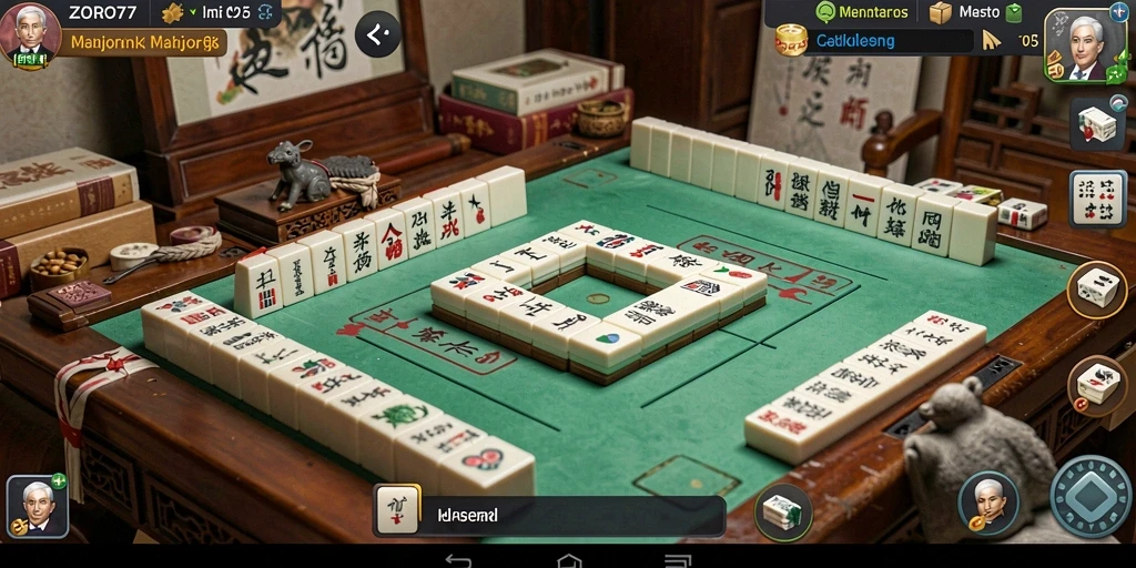 Tampilan gameplay seru dari ZORO77 saat bermain Mahjong.